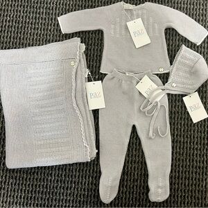 NWT Paz Rodriguez Gray Baby Knit Set